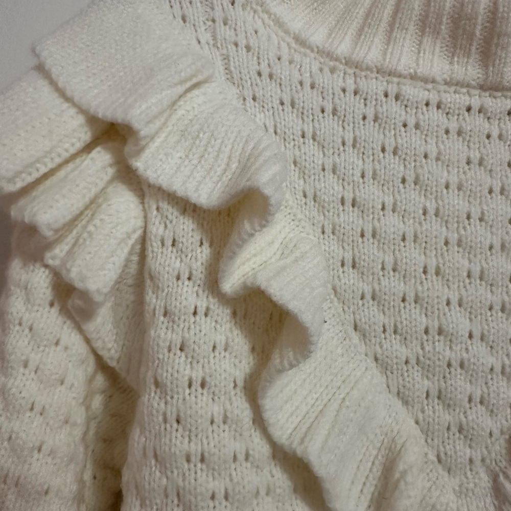 Janie and Jack | Cream Ruffled Girl Sweater - Picture 4 of 5